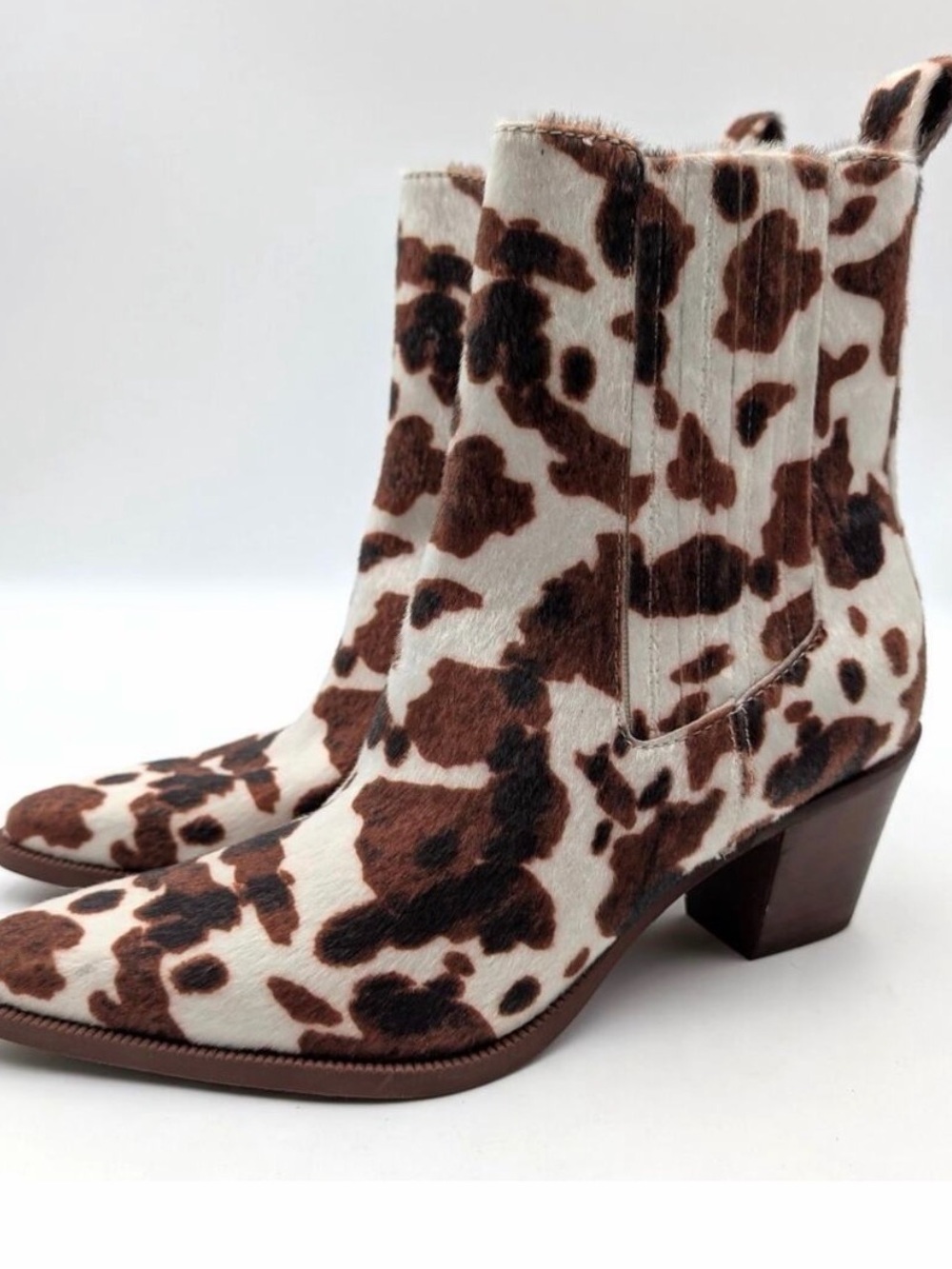 Dolce Vita Brown & White Cowhide Pattern Ankle Boots